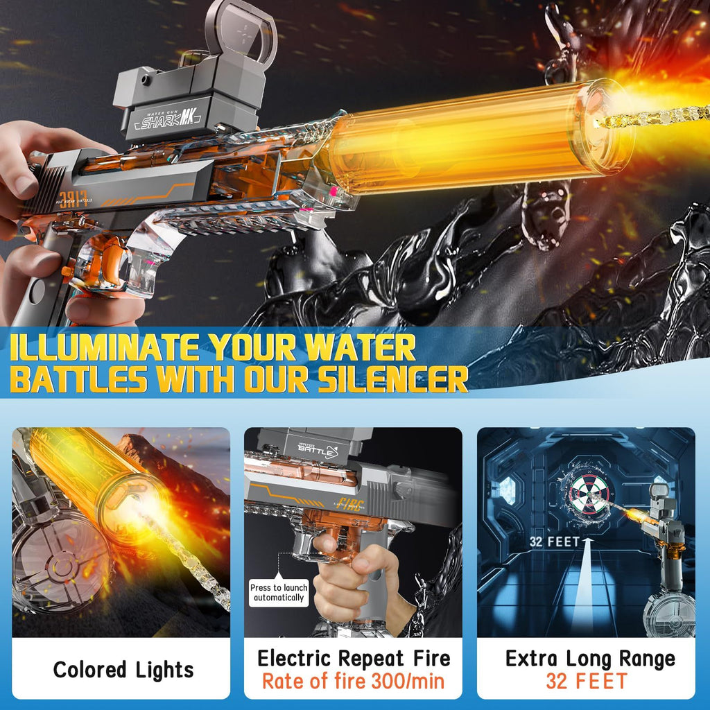 Electric Water Gun With Flame Backlight Effect