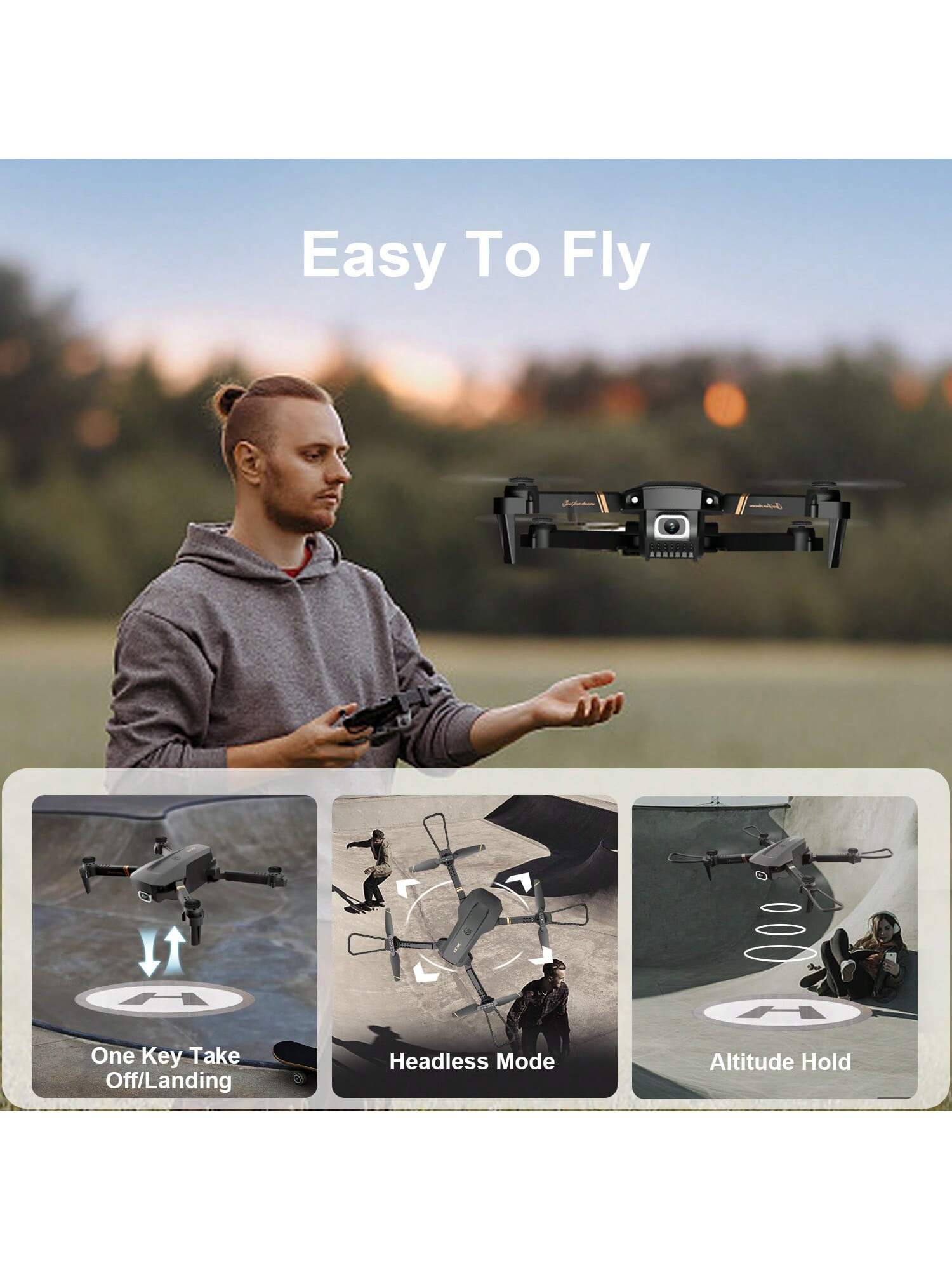 4DRC V4 Foldable Mini Drone With Camera 4K 1080P HD Drone ,3 Batteries,Drones For Adults Kids,Remote-controlled Quadcopter