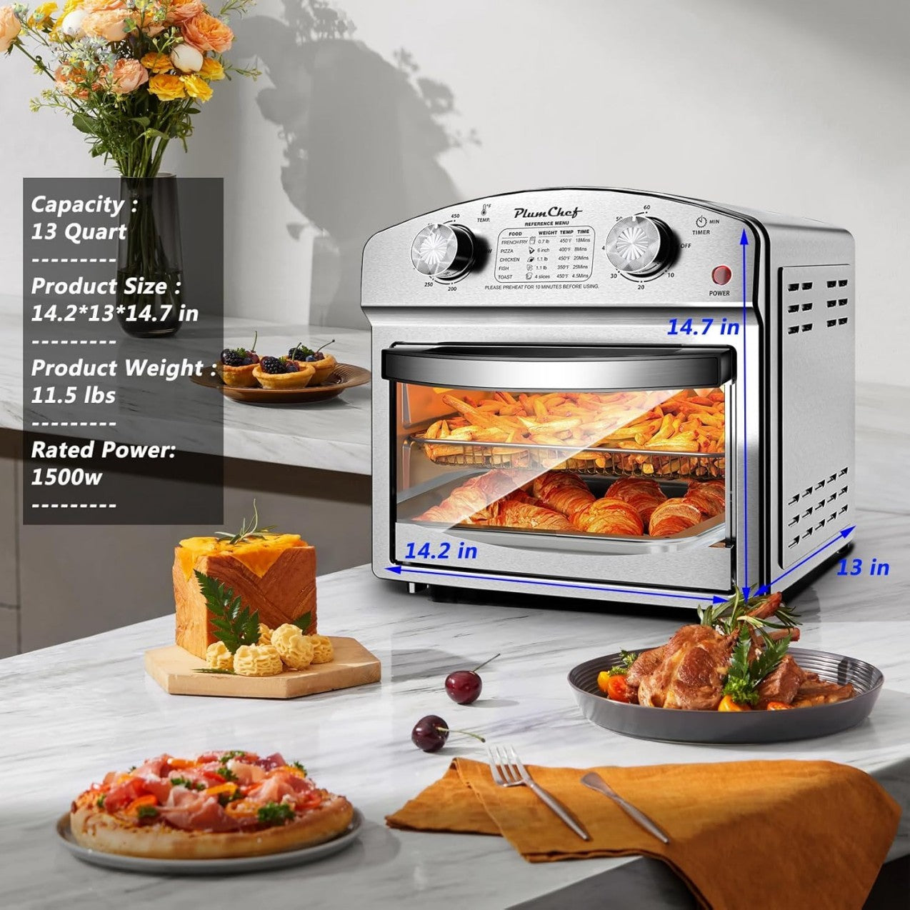 Stainless Steel 12.5 Qt Air Fryer