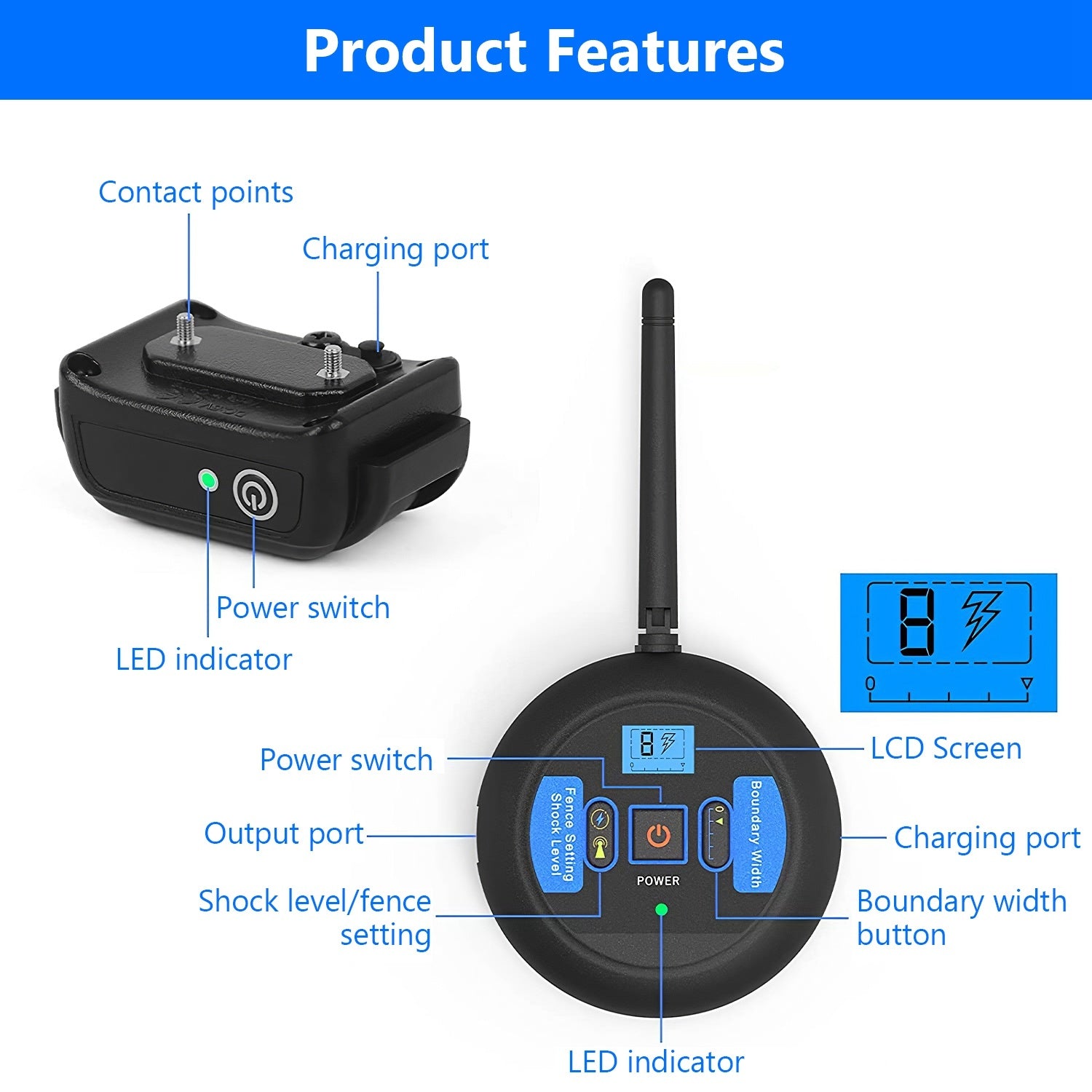 1Set Wireless Electric Dog Fence Pet Shock Boundary Containment System
