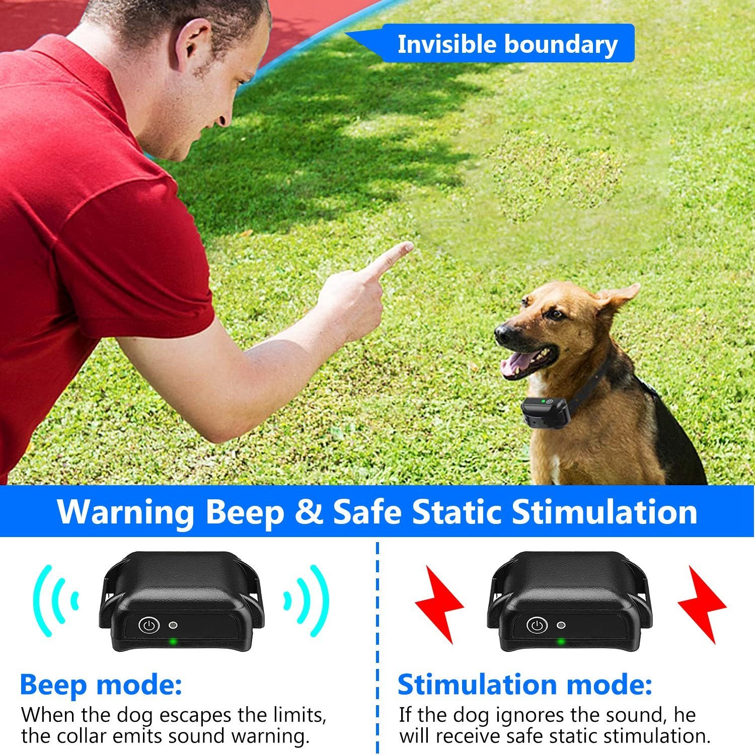 1Set Wireless Electric Dog Fence Pet Shock Boundary Containment System