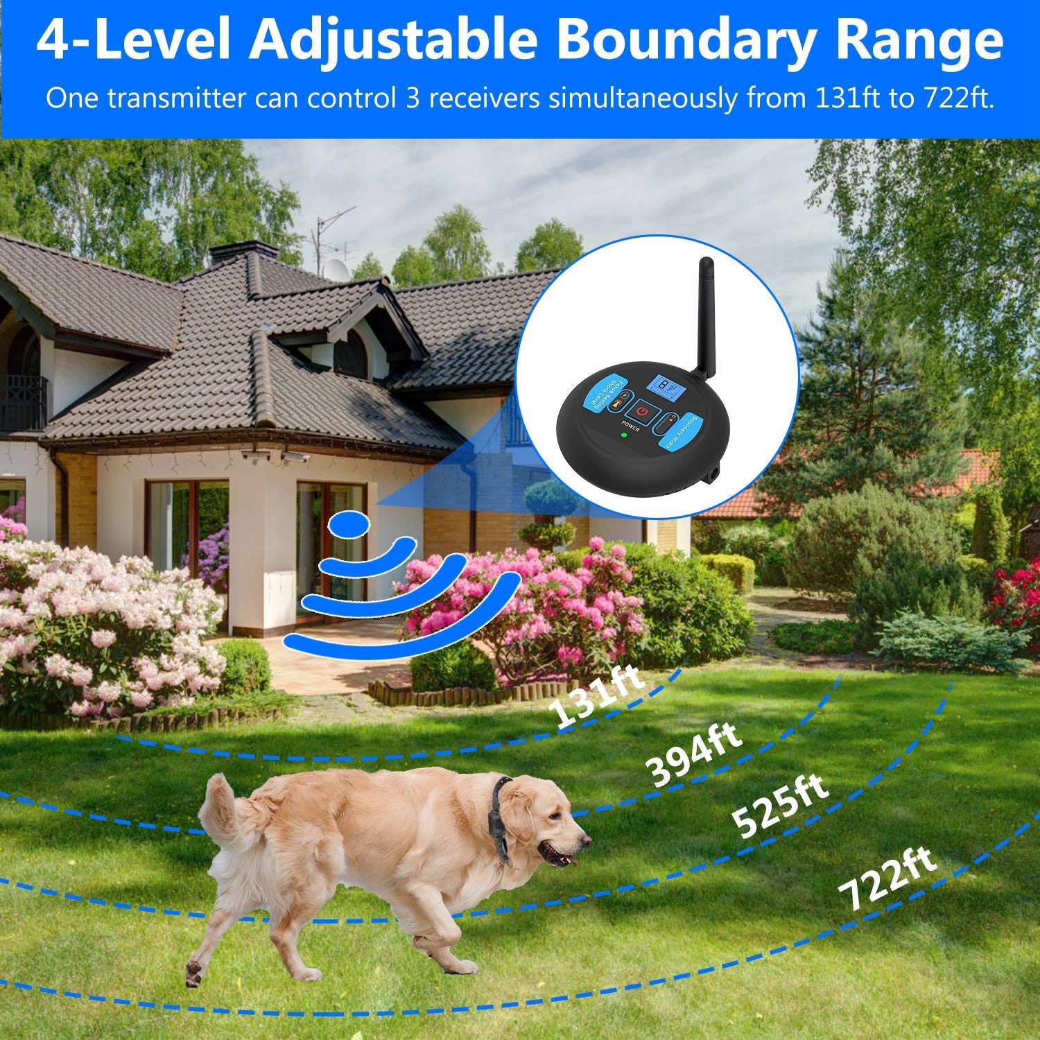 1Set Wireless Electric Dog Fence Pet Shock Boundary Containment System