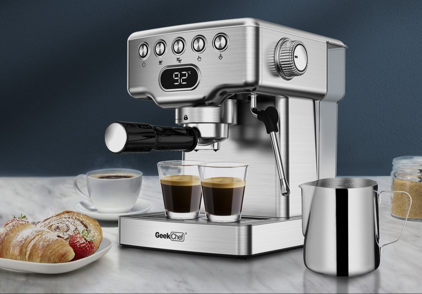 Geek Chef Espresso Machine, 20 Bar Espresso Machine With Milk Frother