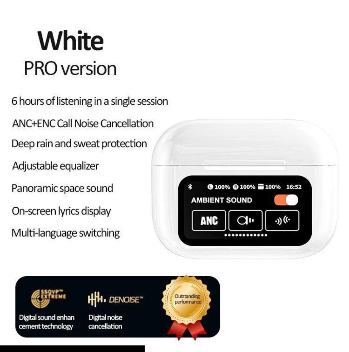 A9 Pro ANC/ENC Wireless Earbuds Bluetooth Headphones with LED Display
