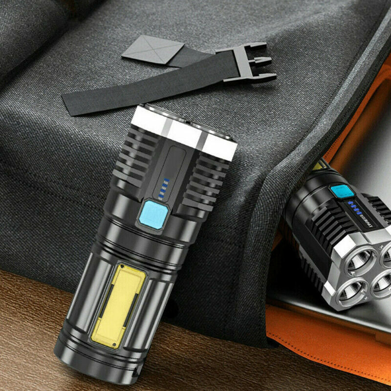 POWERFUL Tactical Quad-Core Super Bright Torch LED Flashlight USB Rechargeable Camping