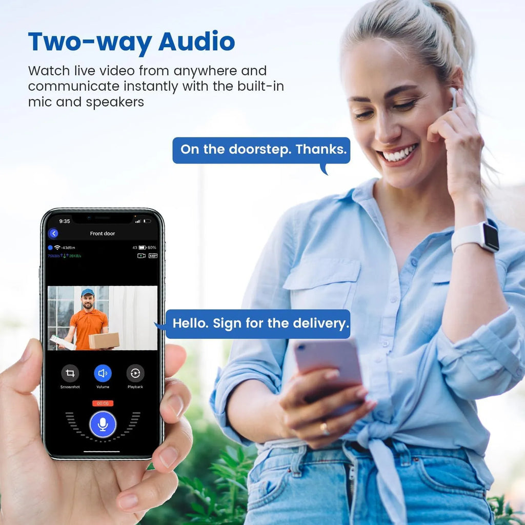 1080p Wireless Video Doorbell Camera with Chime – AI Human Detection, 2-Way Audio, Night Vision