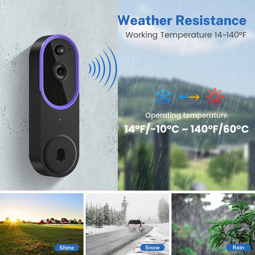 1080p Wireless Video Doorbell Camera with Chime – AI Human Detection, 2-Way Audio, Night Vision