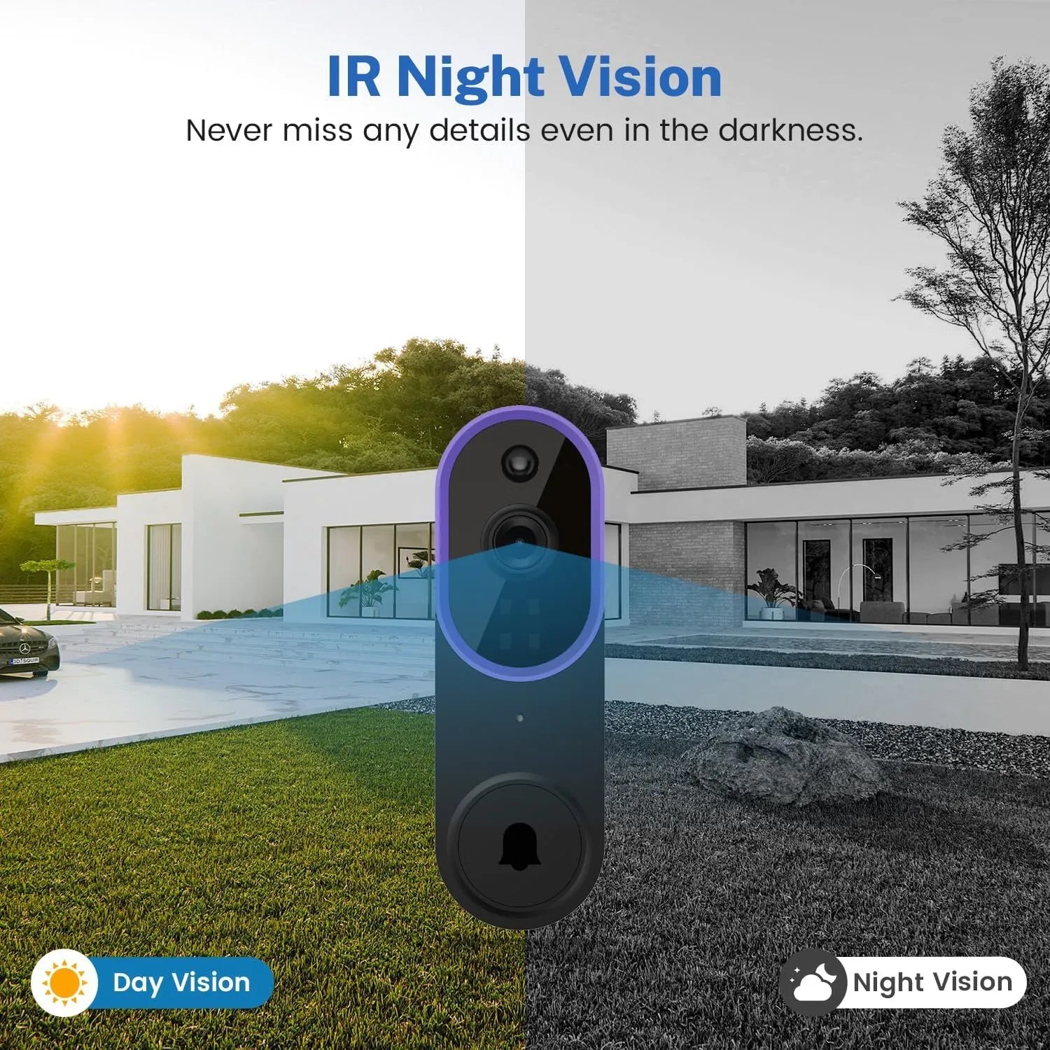 1080p Wireless Video Doorbell Camera with Chime – AI Human Detection, 2-Way Audio, Night Vision
